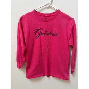 Youth Large Pink The Greenbrier Graphic Long Sleeve Tee By MV Sport 100% Cotton